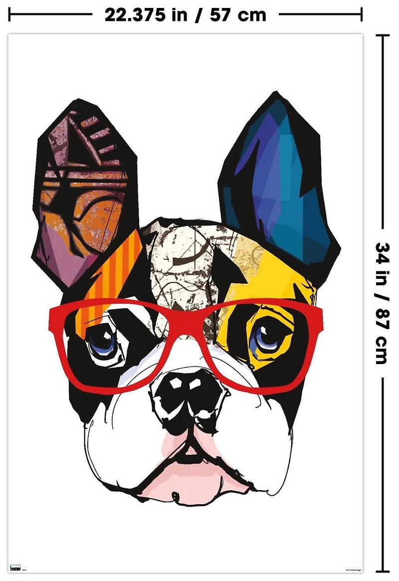 Art Deco - Boston Terrier with Glasses Wall Poster, 22.375" x 34"