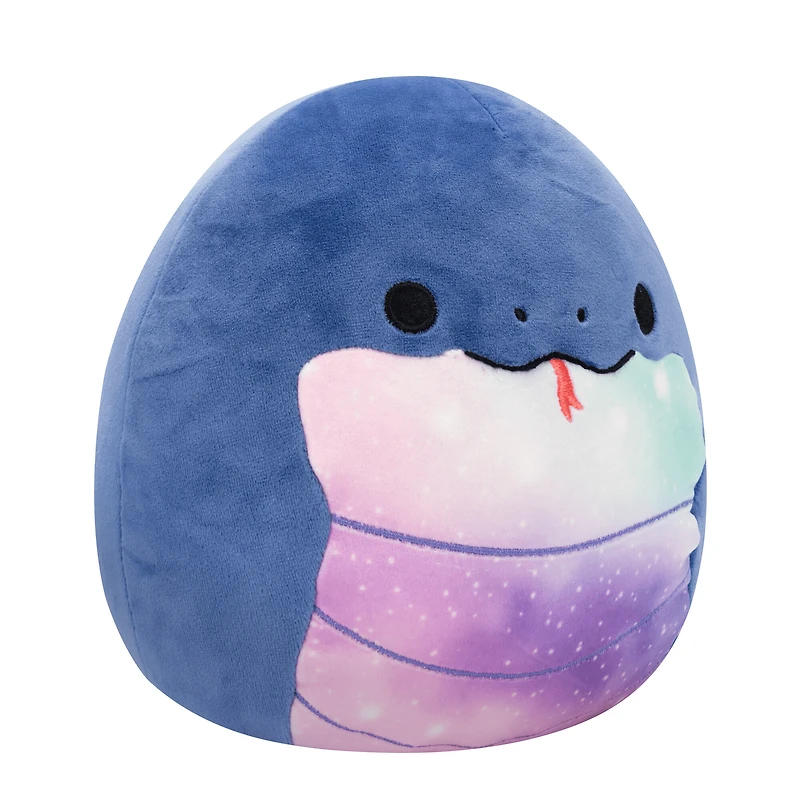 Squishmallows Peluche de 7,5 po - Herman le serpent bleu marin au ventre spatial.