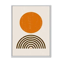 Designart Abstract Minimal Orange Sun and Rainbow I FLOAT FRAME WALL ART