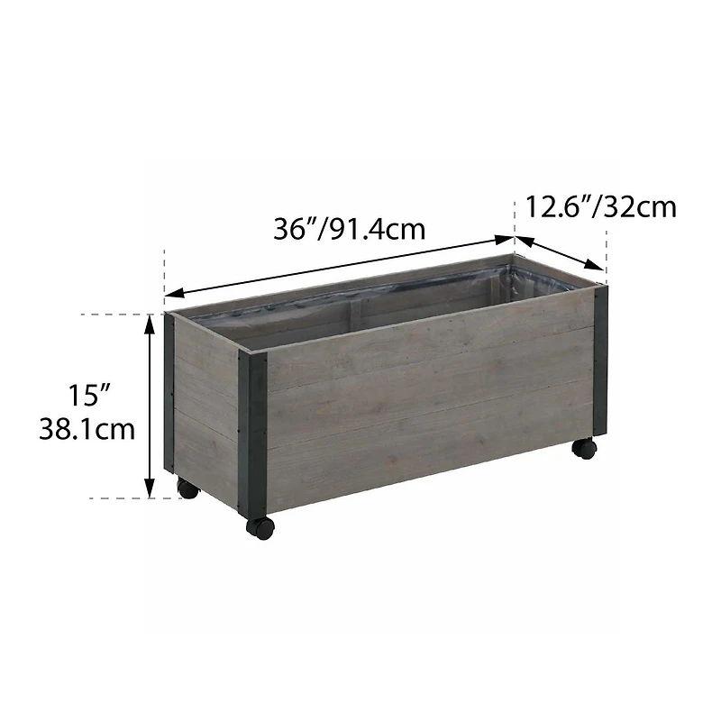 Grapevine 24IN FSC Recycled Wood Planter with Casters