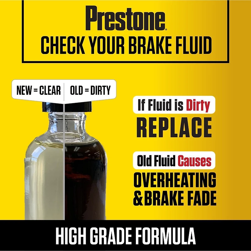 Prestone® DOT 4 Brake Fluid 355mL, Prevents overheating, brake fading and exceeds DOT 4 standard requirements.