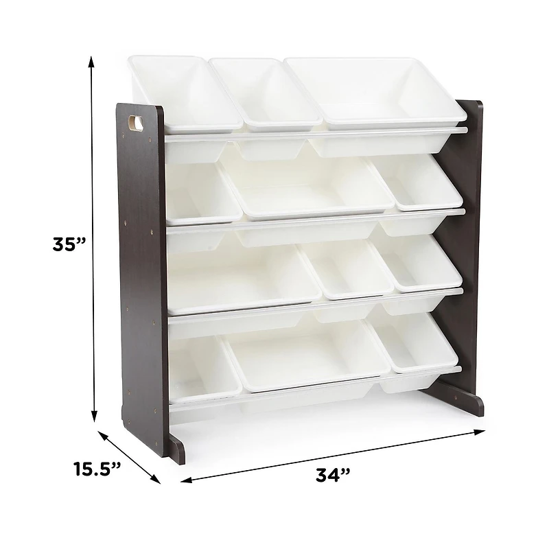 Humble Crew Tot Tutors Toy Storage Organizer with 12 Storage Bins, Espresso