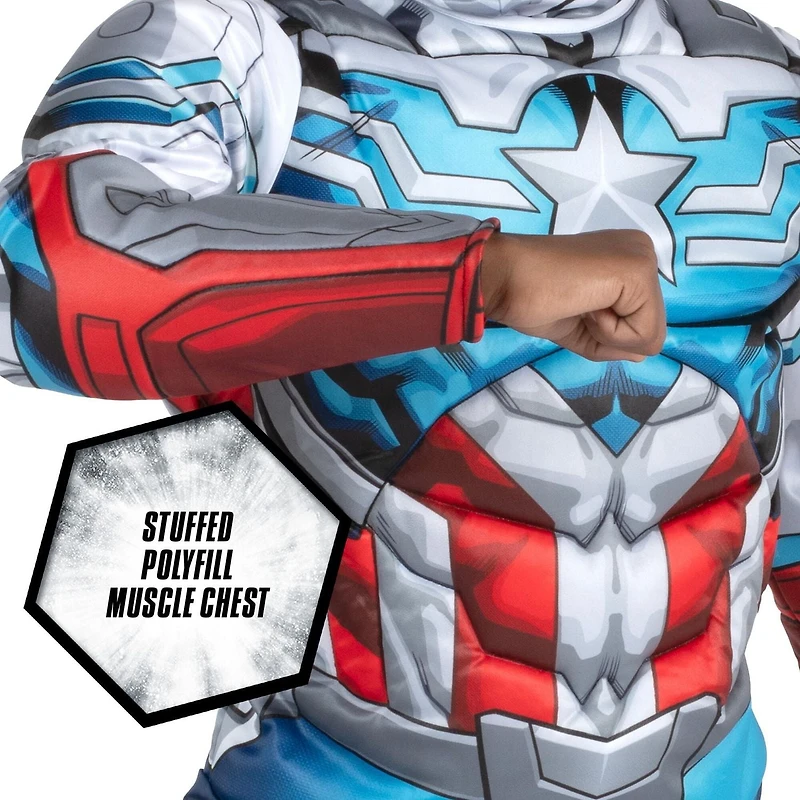 MARVEL’S CAPTAIN AMERICA FALCON QUALUX COSTUME (CHILD) - Poly Jersey Jumpsuit Stuffed with Foam plus Headpiece