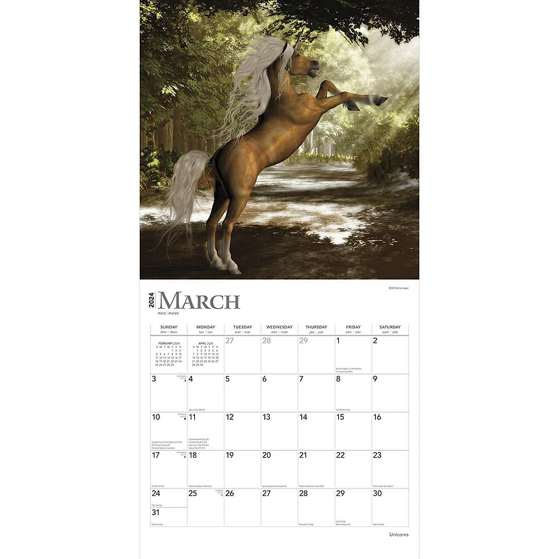 BrownTrout Unicorns 2024 12x24 Inch Square Wall Calendar, 9781975465483