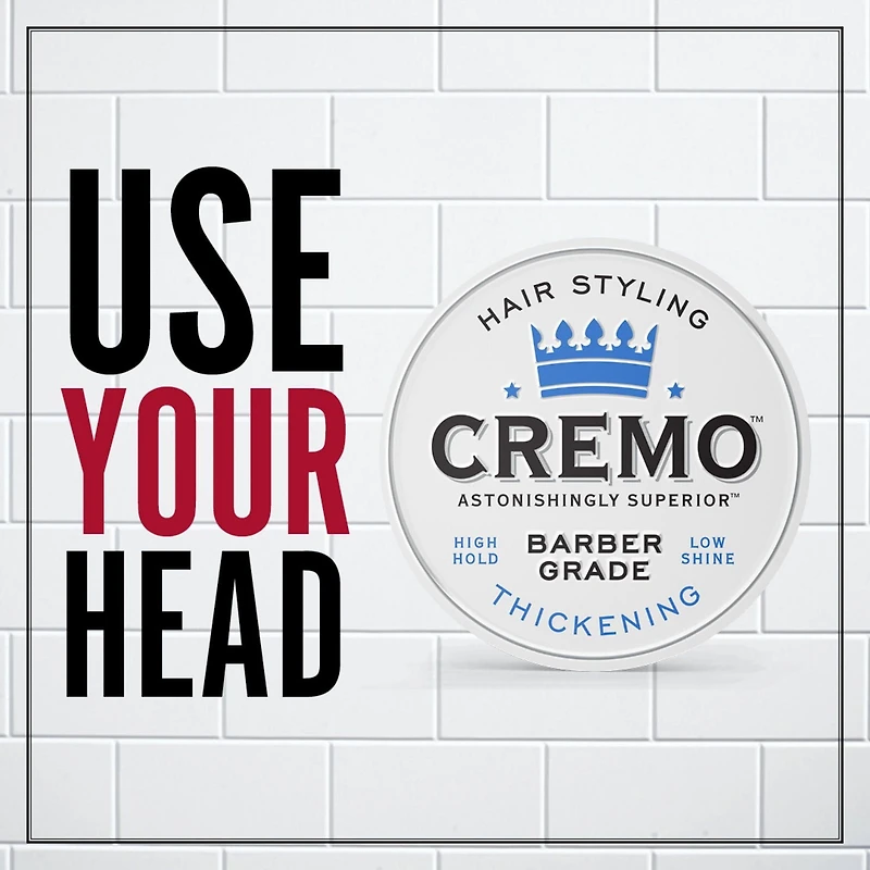 Cremo Thickening Hair Styling Pomade, High Hold, Low Shine, 113g