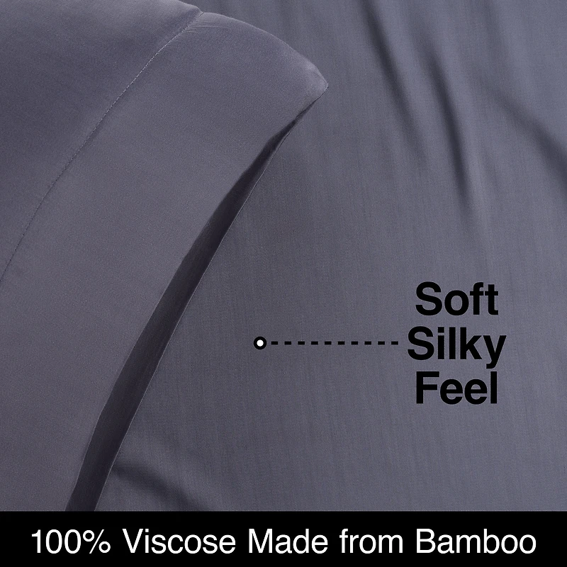 Allswell 300 Thread Count Soft & Silky 4-Piece Viscose from Bamboo Sateen Sheet Set, Queen Sheet Set