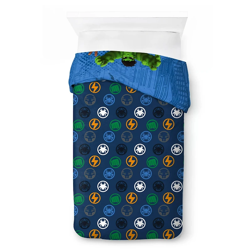 Spidey & his Amazing Friends Kids 2-Piece Twin/Full Reversible Comforter and Pillowcase Set, Twin/Full, Reversible