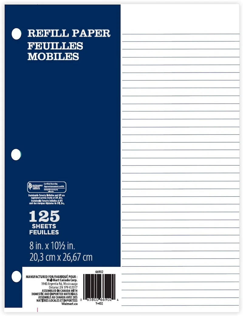 125 Sheet Refill Paper Ruled