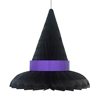 Décoration à suspendre en papier pour l'Halloween, chapeau de sorcière noir et violet, ensemble de 2, 20 cm, Way To Celebrate