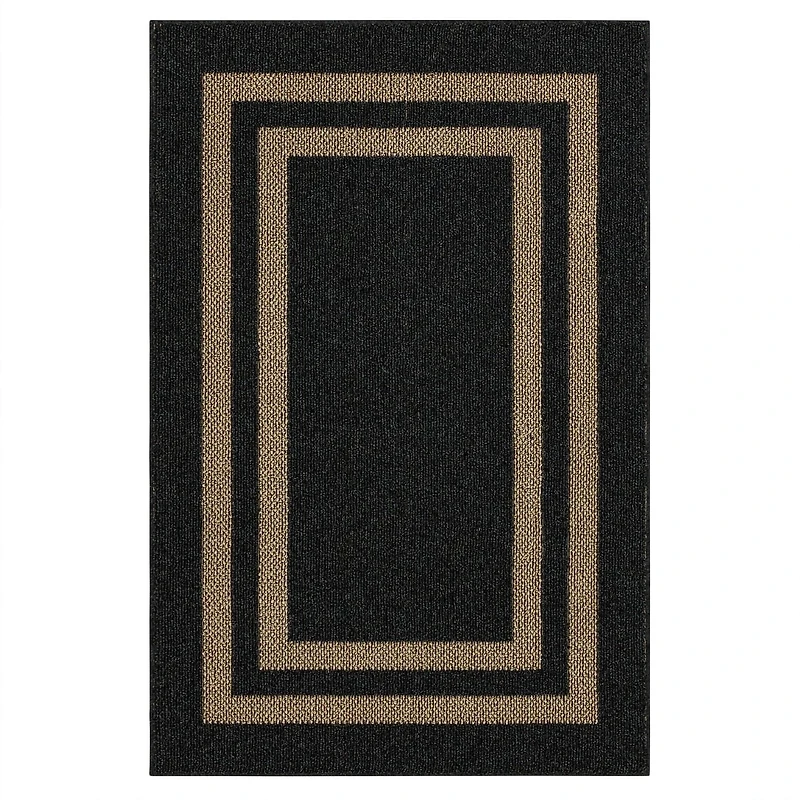 Mohawk Home Hall Border Near Black/Tan Tufted Polyester Area Rug