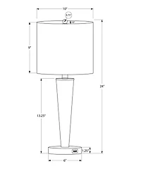 Monarch Specialties Lighting, Set Of 2, 24"h, Table Lamp, Usb Port Included, Black Metal, Ivory / Cream Shade, Contemporary