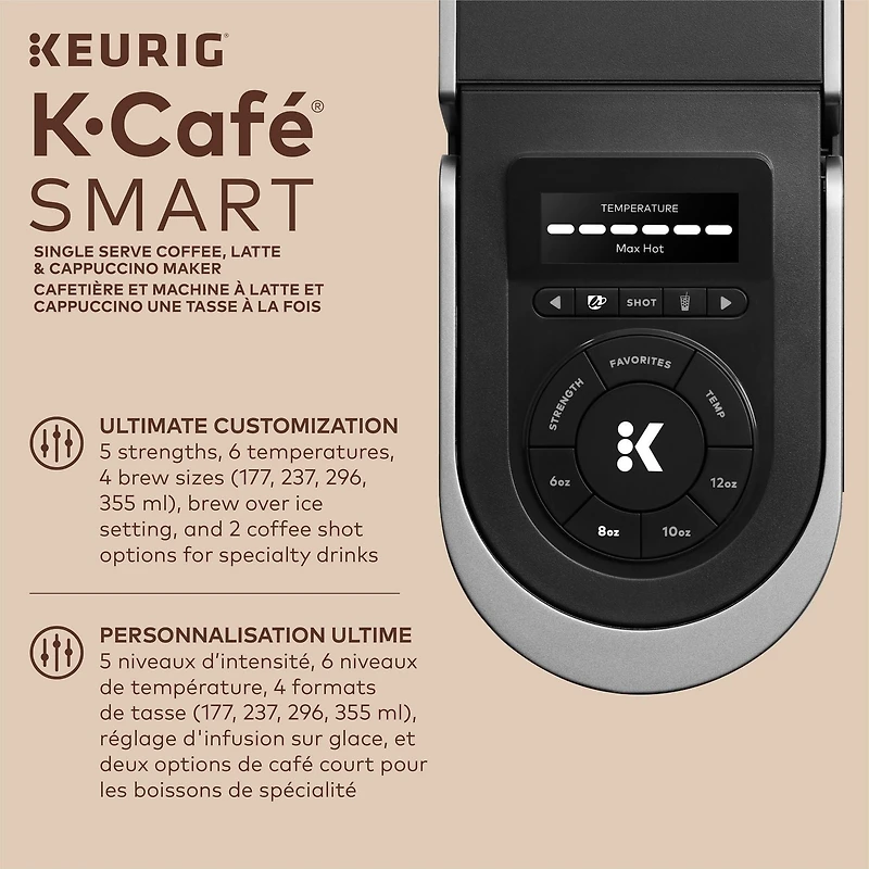 Keurig K-Café SMART, Cafetière et machine à latte et cappuccino une tasse à la fois pour capsule K-Cup