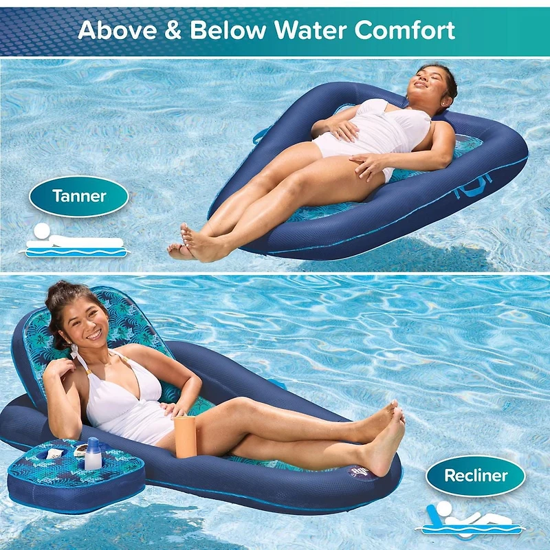 Aqua 2-in-1 Tanner and Recliner Pool, Beach and Lake Lounge