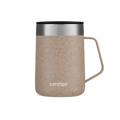 Tasse en acier inoxydable Contigo Streeterville avec couvercle anti-éclaboussures, 414 ml (14 oz), gobelet isotherme avec poignée pour café et thé, sucre roux paquet de 1