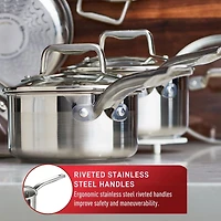 T-fal Stainless Steel 10-piece Cookware Set, Induction and oven safe, 10-piece set