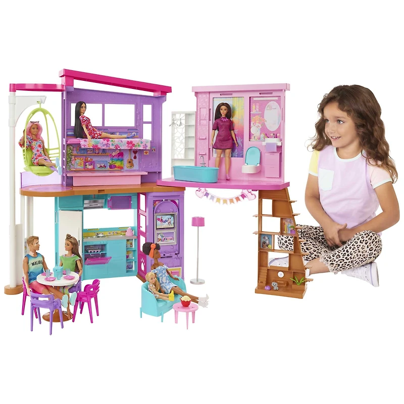 Barbie Vacation House Playset with 30+ Pieces, Toy for 3 Year Olds & Up, Ages 3+