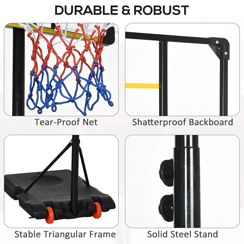 Soozier Portable Basketball Hoop, 6ft-7ft Height Adjustable with Wheels