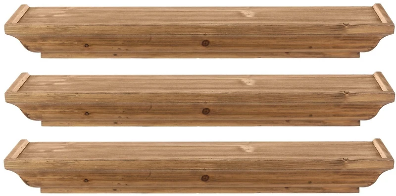 Kiera Grace Muskoka Fitz Wood Shelves - Oak Brown, 24", Set of 3