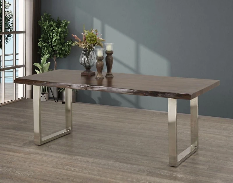 72" Live Edge Dining Table, Dark Oak