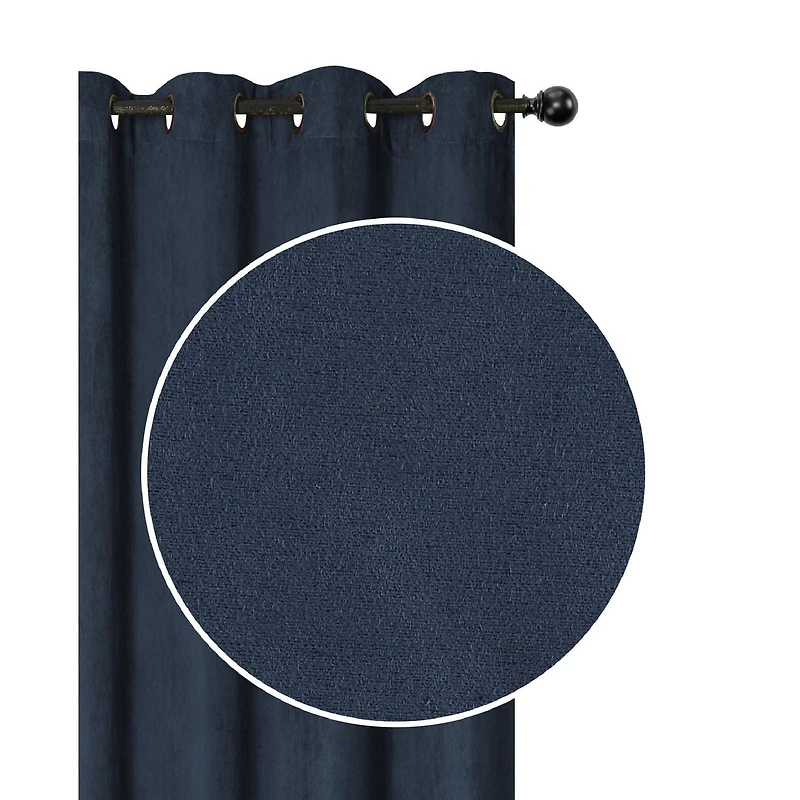 Faux Panneau Suede Avec 8 Œillets (Bleu Marine) - Set of 2
