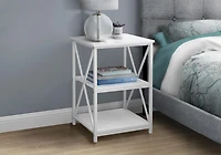 Monarch Specialties Accent Table, Side, End, Nightstand, Lamp, Living Room, Bedroom, White Laminate, White Metal, Contemporary, Modern