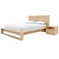 Ensemble de chambre à coucher Audrey 3 pièces avec lit queen size, tête de lit, sommier à lattes et table de chevet