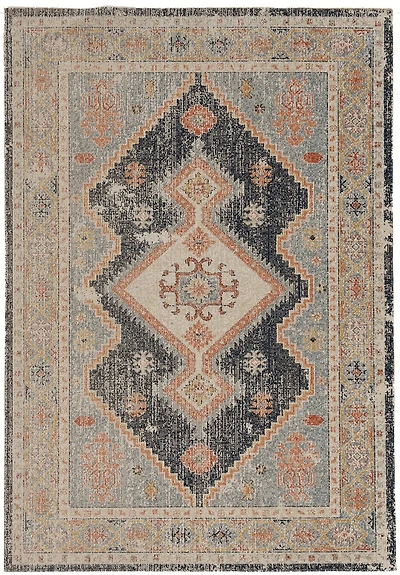 Tapis Grand Zéro Harlon ivoire & bleu de 5 pi x 7 pi 6 po