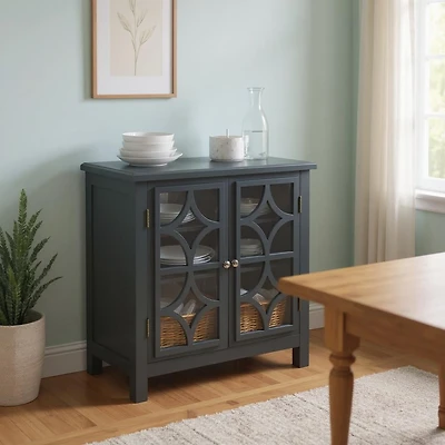 Homy Casa Elegant Mirrored Buffet Sideboard with Diamond Carved Doors for Dining Room, Foyer, and Home Bar