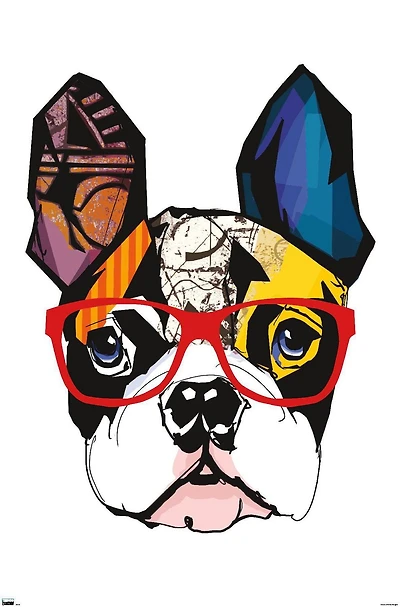 Art Déco - Boston Terrier avec des lunettes