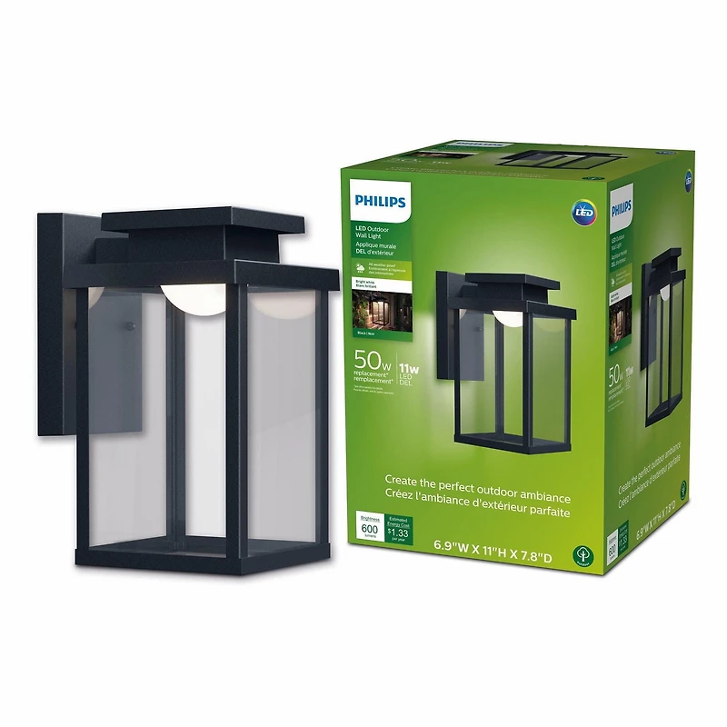 Philips 11" Intergrated LED 50W Outdoor Wall Light, Philips Outdoor LED 50W Wall