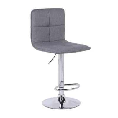 Take Me Home Grey Fabric Upholstered Adjustable Stool for Dining Area