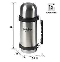 Koolatron 12V Stainless Steel Electric Flask (1L), Portable Heated Drink Flask for Car, Truck & Travel