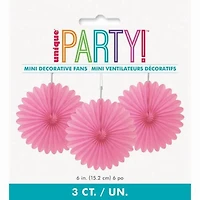 Hot Pink 6" Tissue Paper Fans, 3ct, Dia: 6"