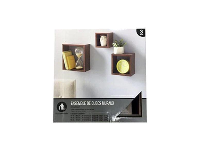 KG 3-Piece Wall Cube Set Jacobean MDF