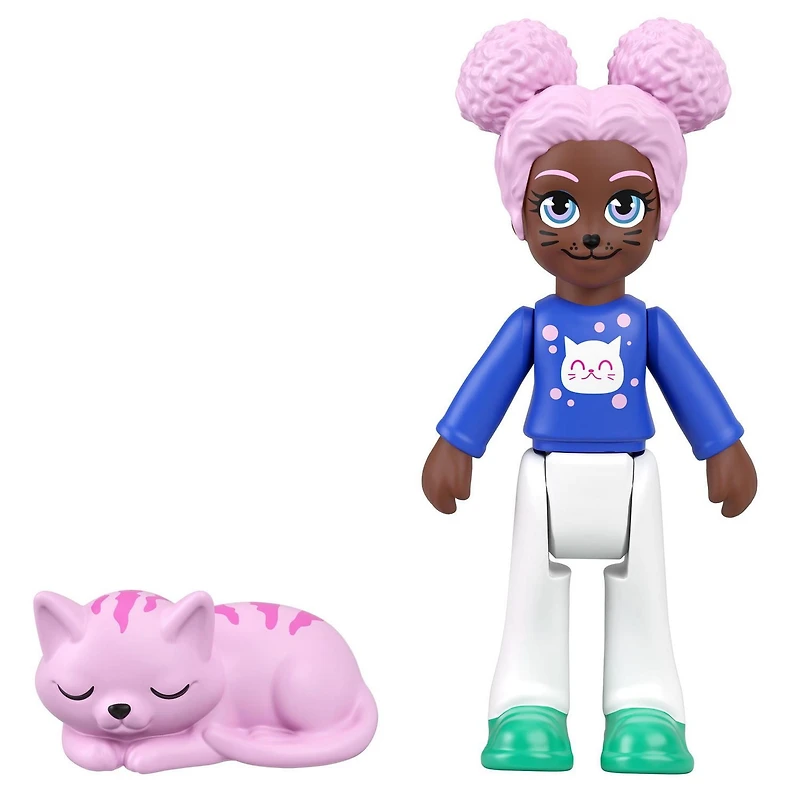 Polly Pocket-Coffret Transformable Chat, mini-poupée, figurine de chat