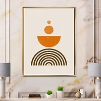 Designart Arc-en-ciel abstrait soleil et lune dans les tons de terre V ART MURAL À CADRE FLOTTÉ