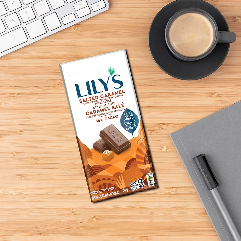Lily's Salted Caramel Milk Chocolate Style Bar 80g, Lily's Salted Caramel Milk Chocolate Style Bar