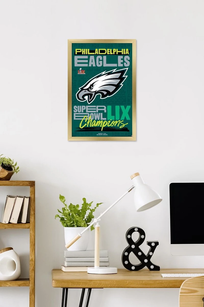 NFL Philadelphia Eagles - Super Bowl LIX Team Logo Wall Poster, 22.375" x 34" Framed