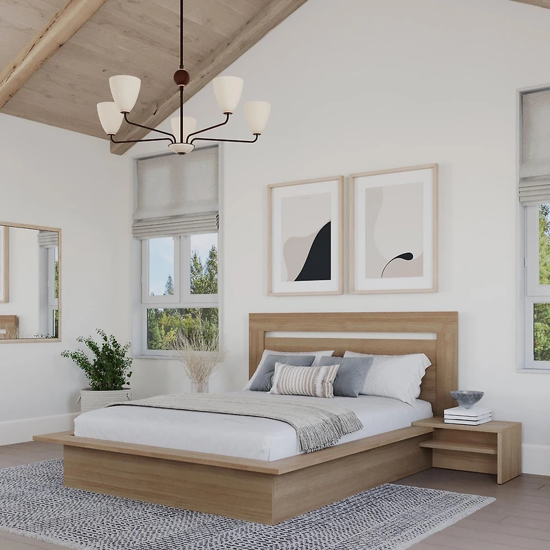 Camden 4-Piece Queen Size Bedroom Set with Bed, Headboard and set of 2 Floating Nightstand Extension Panels