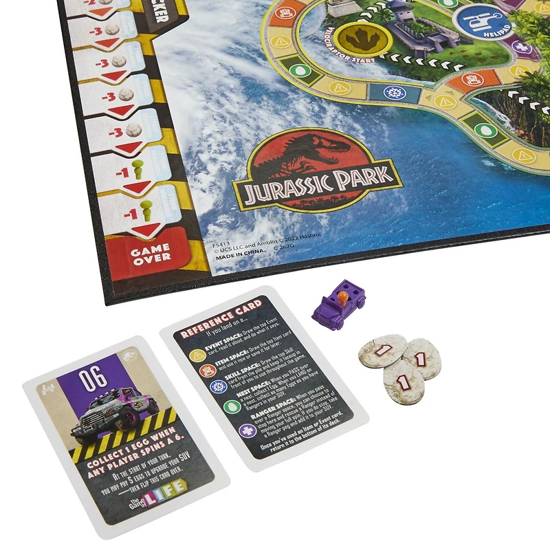 The Game of Life Jurassic Park Edition Game, Family Board Game for Kids Ages 8 and Up, Inspired by the Original Hit Movie