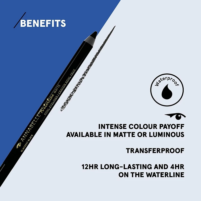 Annabelle Crayon kohl yeux Waterline Matte Hydrofuge et longue tenue, 1,2 g