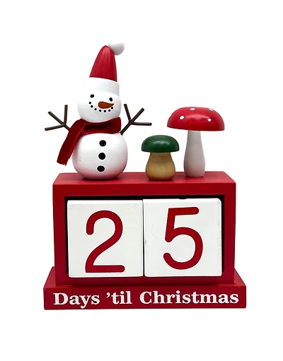 Holiday Time 10" wood Snowman Advent Calendar with removable blocks to change the countdown date