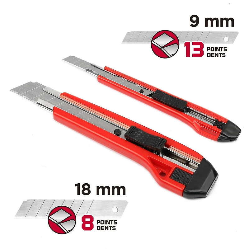 Swiss Tech 18mm and 9mm Snap Off Knife Set, SK5 steel for extra sharpener