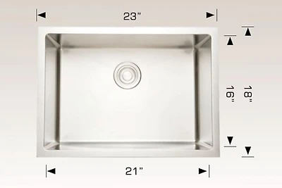 American Imaginations 23 pouces. W Évier de cuisine en acier inoxydable approuvé CSA avec 1 bol et calibre 16AI-34511