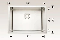 American Imaginations 23 pouces. W Évier de cuisine en acier inoxydable approuvé CSA avec 1 bol et calibre 16AI-34511