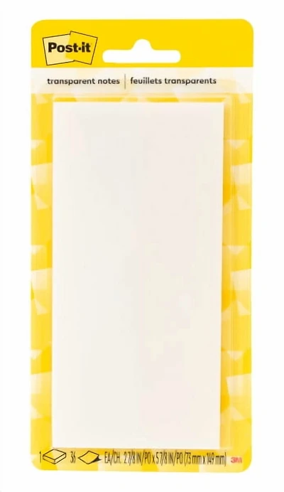 Post-it Transparent Notes, 2 7/8 x 5 7/8 in