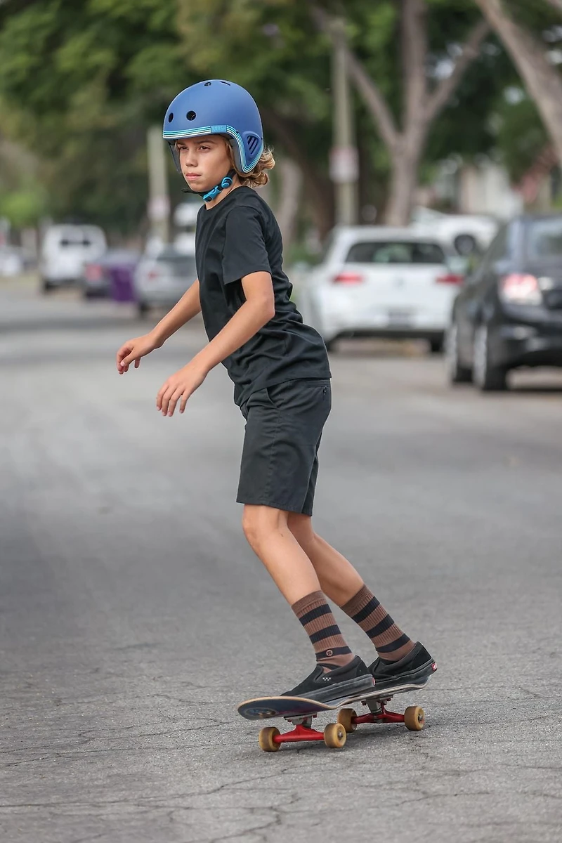 Krash Youth Full Speed Pin Stripe Blue Helmet
