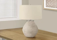 Monarch Specialties Lighting, 25"h, Table Lamp, Cream Concrete, Beige Shade, Contemporary