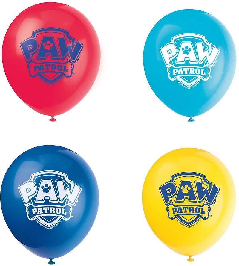 Paw Patrol Latex Balloons, 12in, 8ct, Measures 12" when inflated