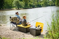 Homz Durabilt® 15 Gallon/27 Gallon Tough Container, Black Base with Yellow Lid